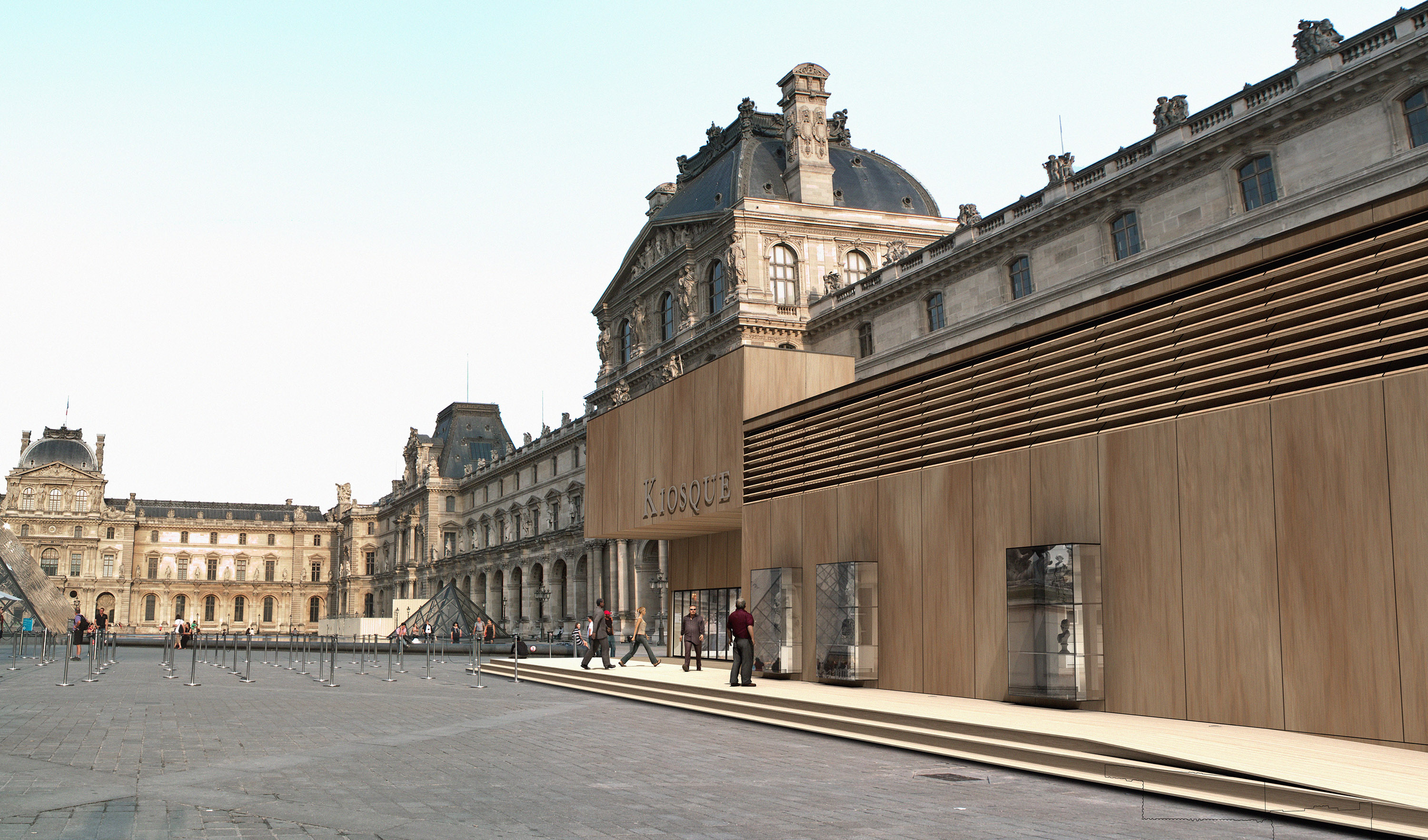 Librairie sur le parvis du Louvre JPDA Jean-Philippe Doré Architecte Paris 